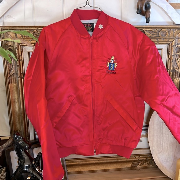 Vintage 1970’s England Coat Of Arms Bomber Dunbrook Pla-Jac Satin Bomber Jacket